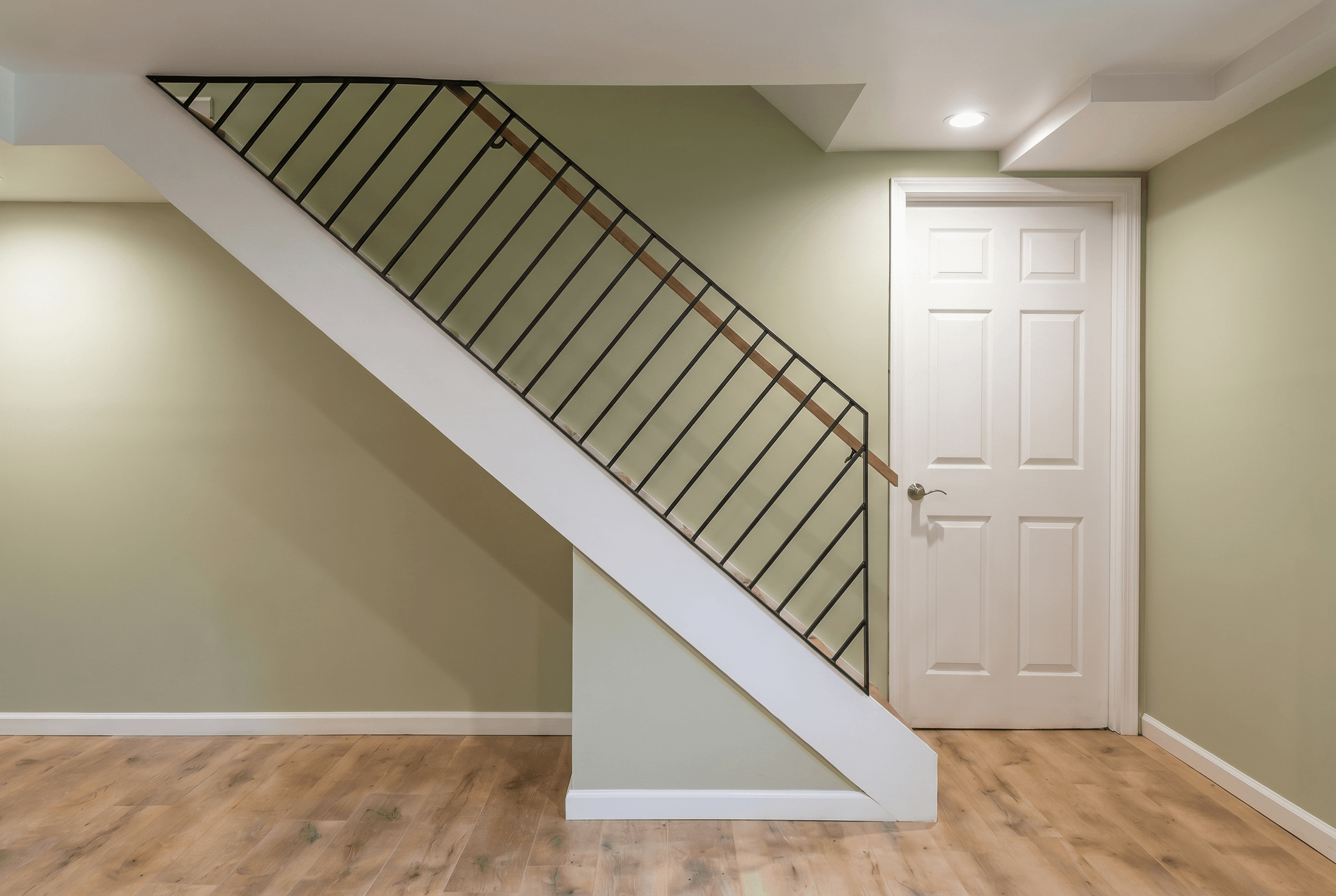 Welded Steel Railing With Walnut Handrail